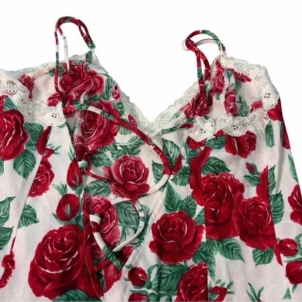 Vintage Victoria Secret Gold Label Red Rose Print Teddy Size M Medium - Picture 4 of 6